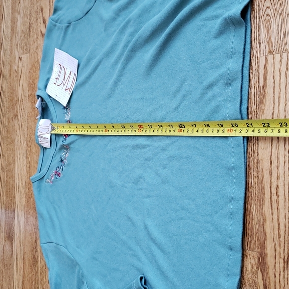 (2X) NWT Image Stretchy Floral Embroidered Collar Casual Shirt Comfortable Soft - Picture 6 of 9